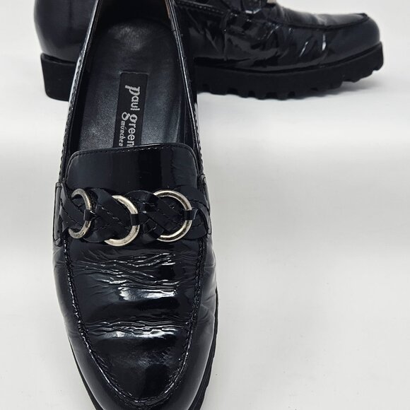 Paul Green Black Patent Lug Sole Leather Loafer, Size 4.5 UK/6.5 US - Picture 6 of 8